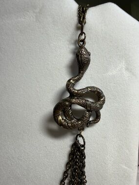 16” Multi chain Snake Pendant Necklace - Brass Toned